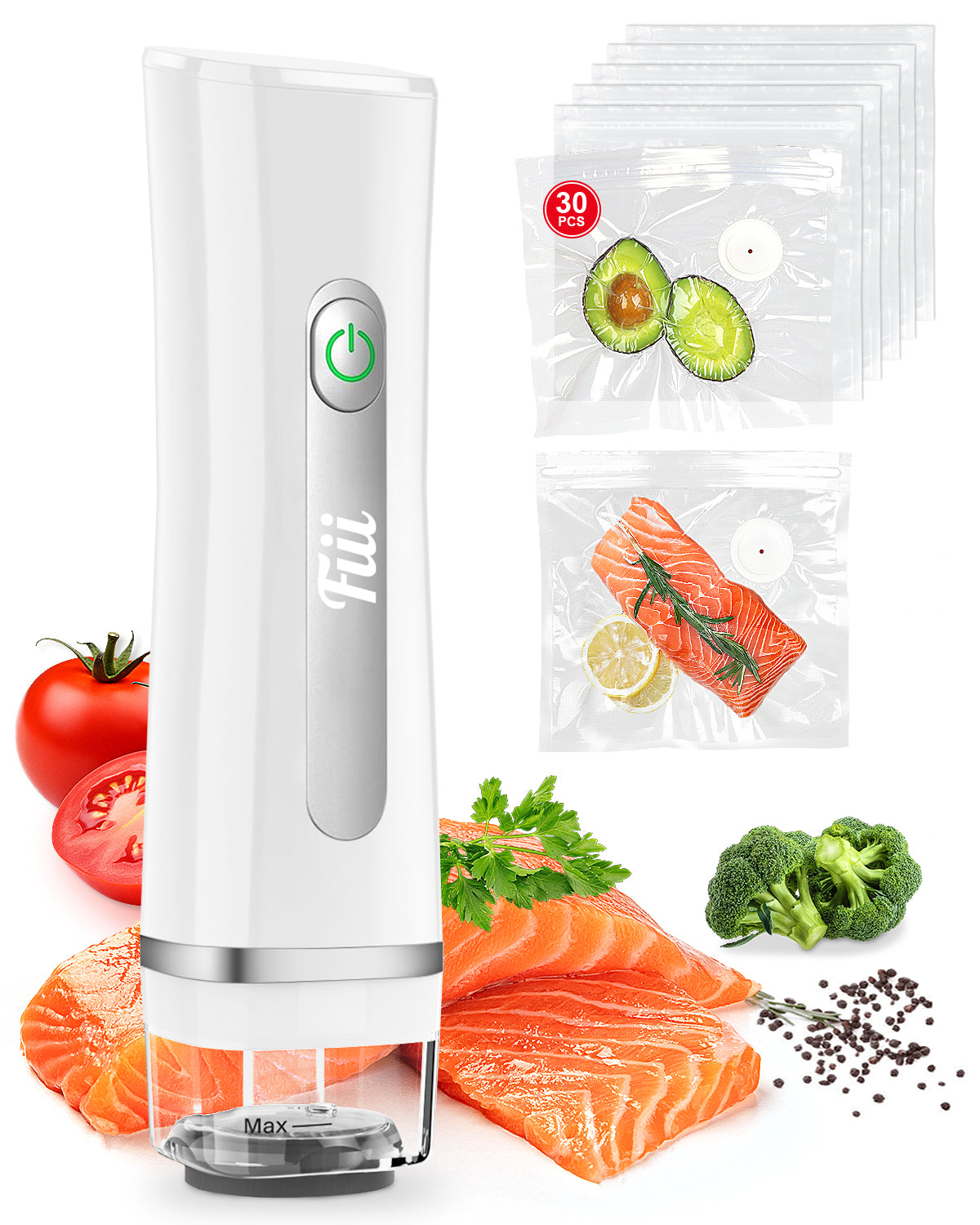 Fiii Vacuum Sealer with 30 Reusable Bags for Food